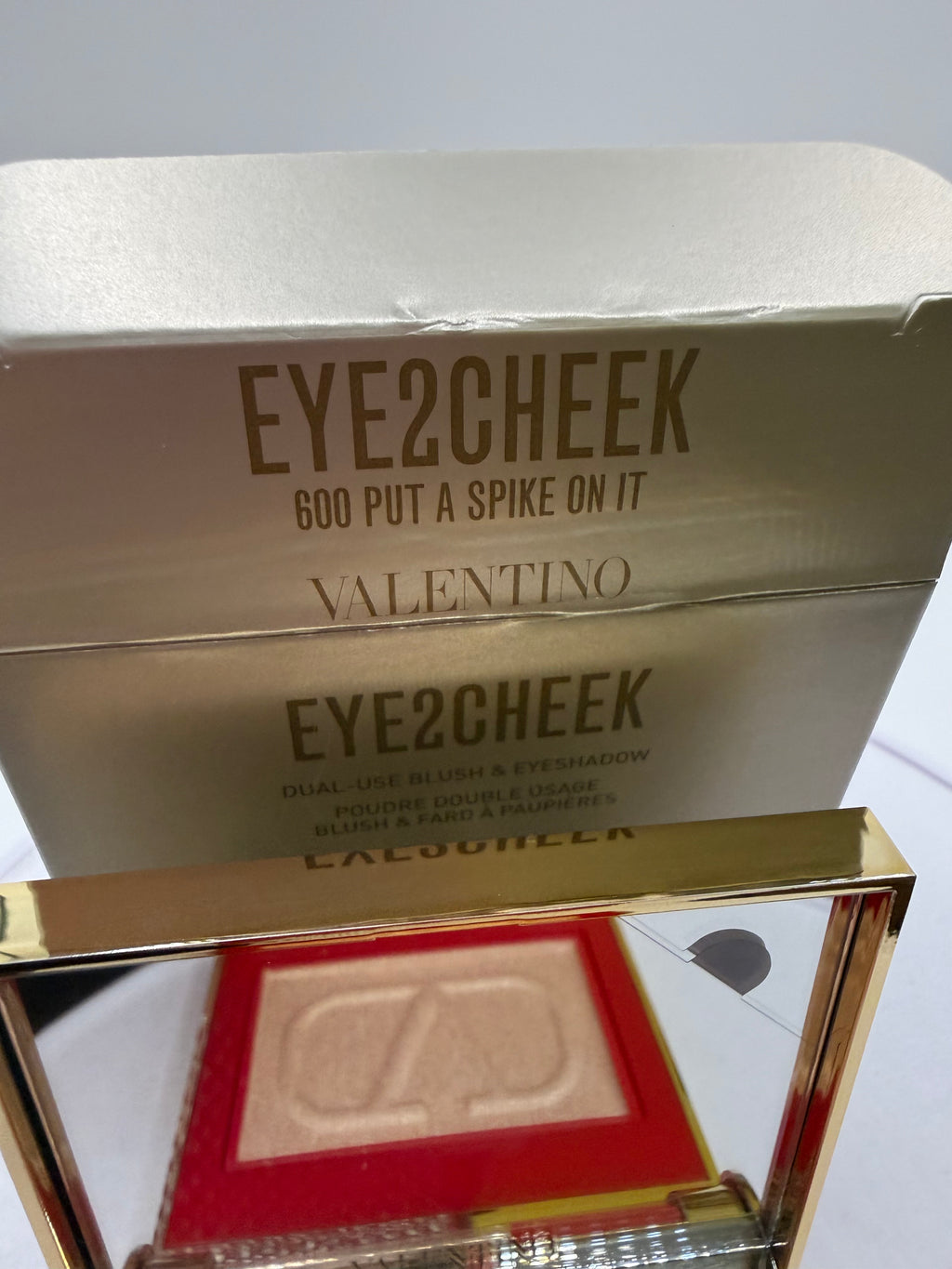 Valentino Eye2Cheek packaging labeled 600 Put a Spike On It