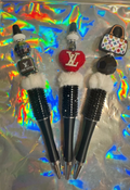 Decorative Beaded Pen Trio with Fashion-Themed Charms