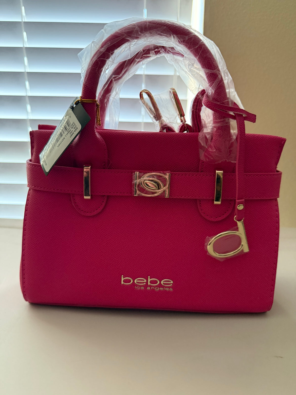 bebe Fuchsia Structured Top-Handle Handbag
