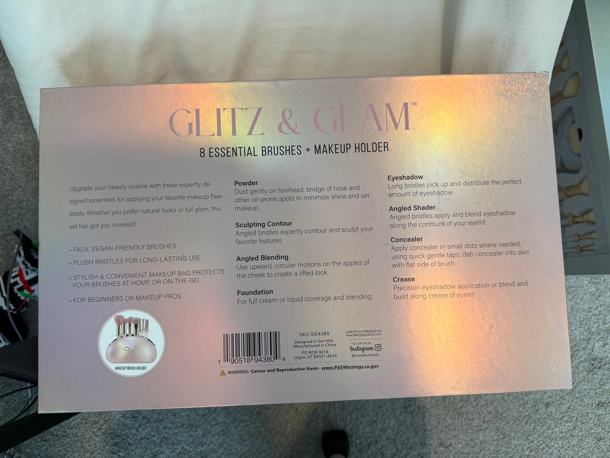 Glitz & Glam 9 pc cosmetic brush set