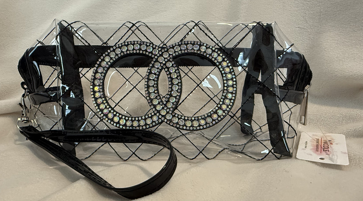 Diamond pattern transparent wristlet