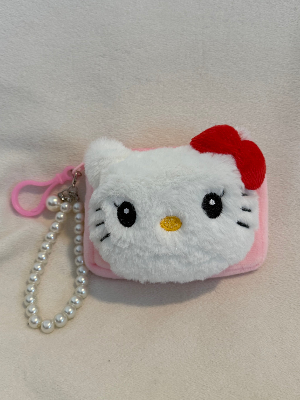 Plush Character Coin Pouch with Pearl-Style Wrist Strap