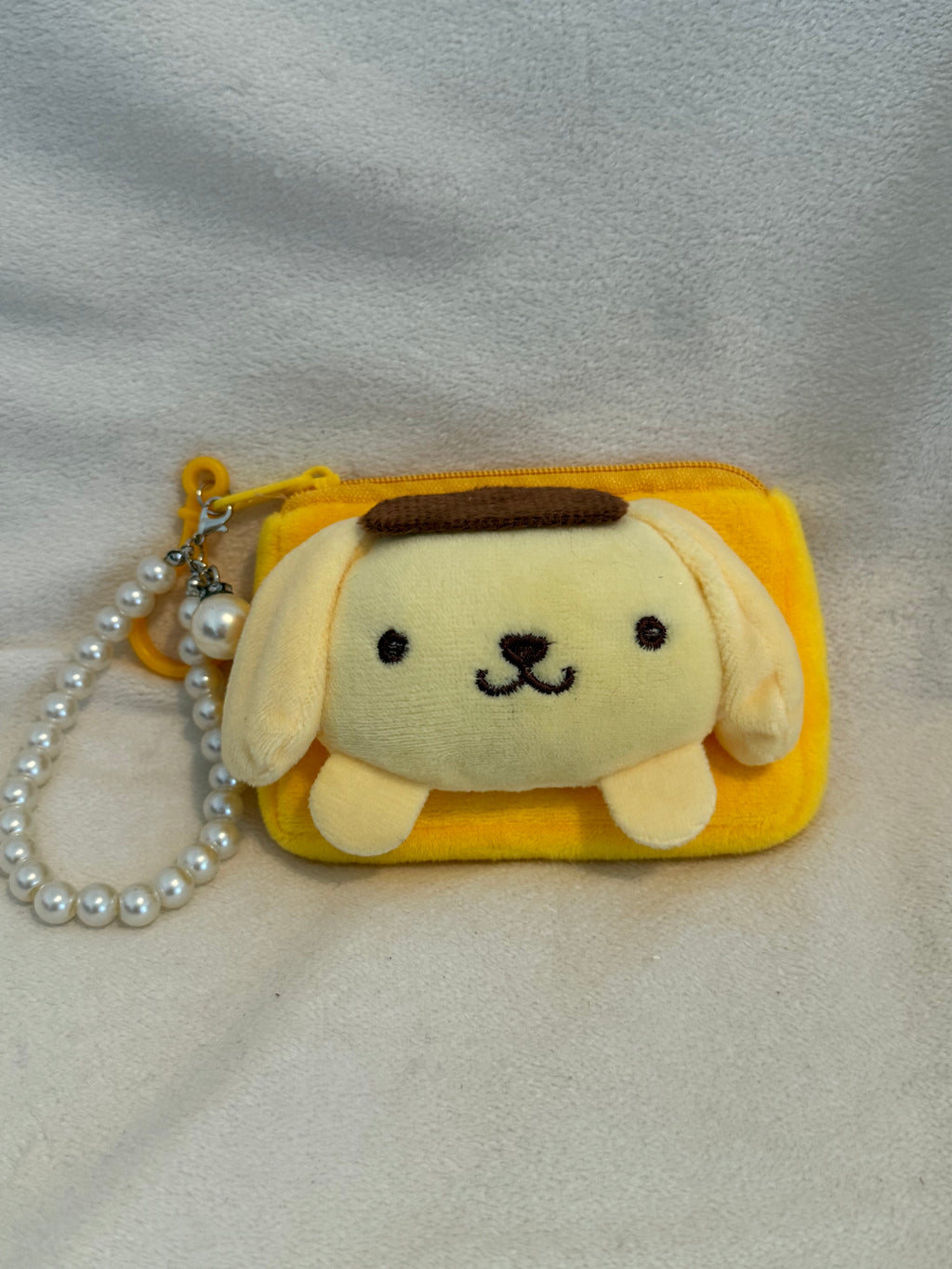 Plush Character Coin Pouch with Pearl-Style Wrist Strap