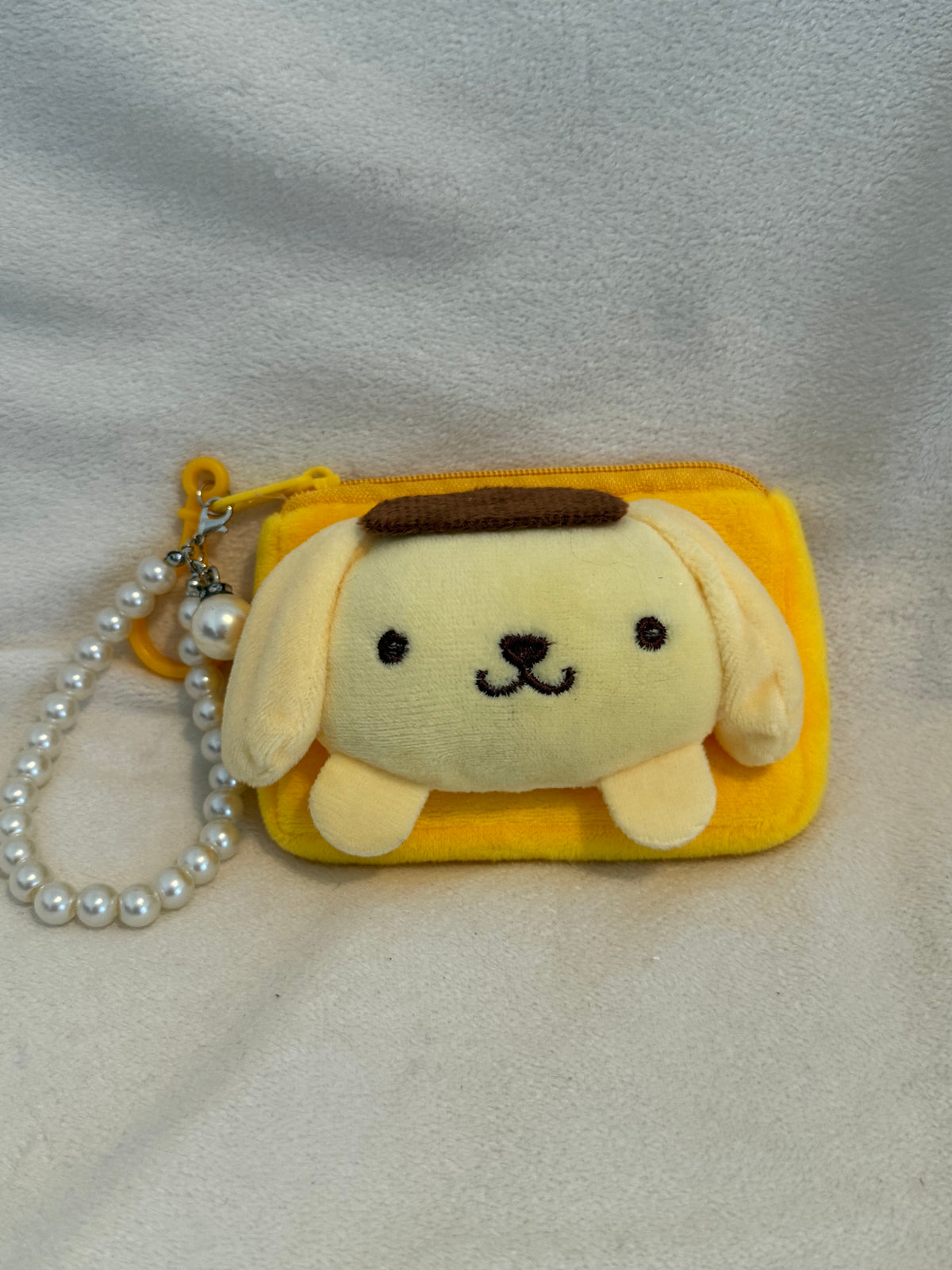Plush Character Coin Pouch with Pearl-Style Wrist Strap